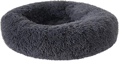 Donut Dog Bed Cat Bed Fluffy Calming Pet Bed Dog Round Bed Cat Round Bed Warm Kitten Nest Ideal for 3Kg Pet, Small, Dark Light