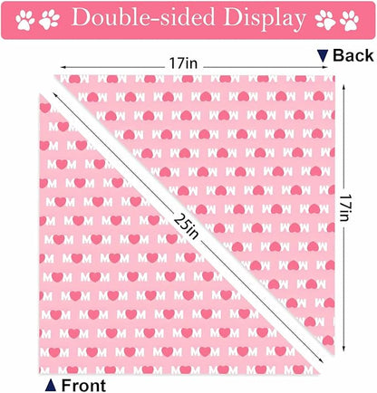 Mother Day Dog Bandanas, I Love Mom Dog Scarf, Accessories for Medium Large Dogs