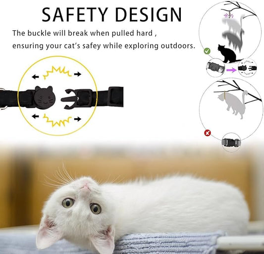 Airtag Cat Collar Breakaway, Safety Kitten Collar with Apple Airtag Holder,Cute GPS Cat Collar with Bell[Purple], Lightweigh Tracker Cat Collars for Girl Boy Cats, Kittens and Puppies