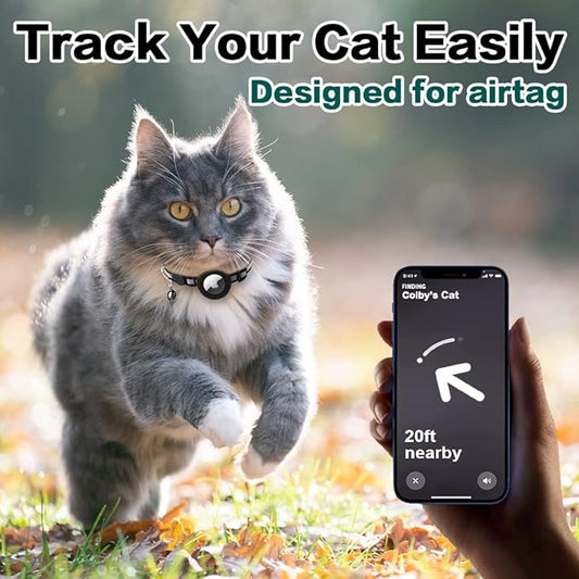 Airtag Cat Collar Breakaway, Reflective Kitten Collar with Apple Air Tag Holder and Bell for Girl Boy Cats, 0.4 Inches in Width and Lightweight(Orange)