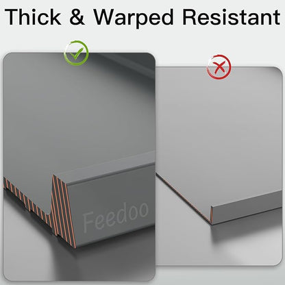 Pet Feeding Mat [Warped Resistant Raised Edge], Water-Proof Silicone Placement for Food Water Bowls, Anti-Slip Base Protect Floor, BPA-Free&Dishwasher-Safe [18.5x11.5inch Small, Gray]