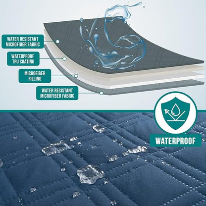 PetAmi Waterproof Couch Cover for Dogs, Reversible Furniture Cover Sofa Protector for Pet Cat Bed, Washable Blanket Dog Cover for Couch Seat, 68x82 Blue