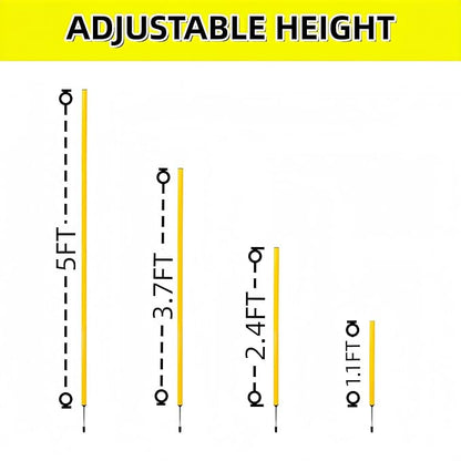 6 Pcs Soccer Agility Poles for Training, 5 FT Adjustable Speed and Agility Training Equipment for Football/Basketball/Horse/Dog Practice, Soccer Sticks with Steel Ground Nails Outdoors