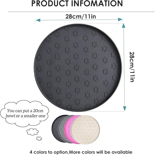 Dog Food Mat - Waterproof Silicone Cat Mat for Food and Water, Pet Food Mat with Edges for Protecting Floors(1Pack Black)