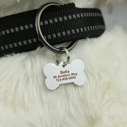 Personalized Dog Cute Paw Pet ID Tag for Pet Collar or Key Chain - cat Name tag, Personalized cat id tag, Kitten Name tag, Kitten id tag (Bone-Shaped-Small: Ocean Blue)