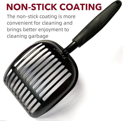 Cat Litter Scoop, Kitty Metal Scooper, Aluminum Alloy Sifter, Kitten Pooper Lifter, Deep Shovel, Long Handle, Poop Sifting, Durable, Heavy Duty, for Litter Box