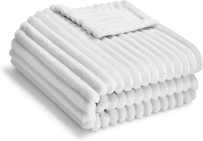 Soft Fleece Baby Blanket Ultra Cozy Grey Baby Blankets for Boys Warm and Lightweight Infant Toddler Newborn Receiving Gift with Reversible Stripes for Crib Stroller, 30x40 Inch, Light Grey