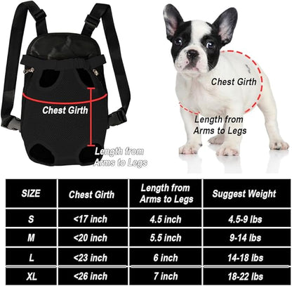 FEimaX Dog Carrier Backpack Pet Legs Out Front Cat Travel Bag, Adjustable Puppy Backpacks Carriers Hands-Free for Small Medium Dogs Cats Hiking Traveling Camping Daily Walking