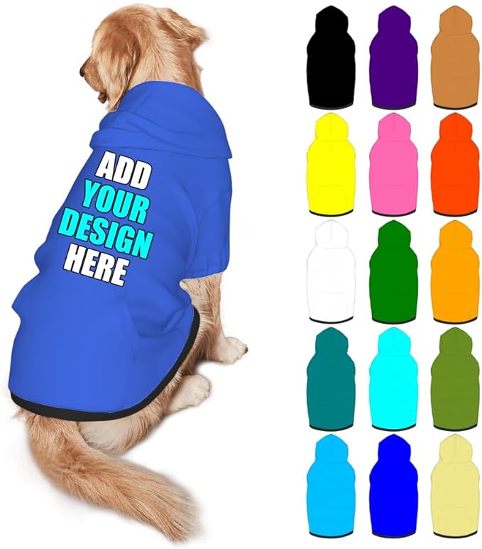 Custom Dog Hoodie Personalized Photo Text Logo Name Dog Clothes, Soft & Warm for Puppy Sweatshirt Hooded for Small Medium Large Dogs Girl/Boy Cats/Kitten, RoyalBlue, L