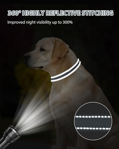 Joytale Large Dog Collar, Reflective and Adjustable Nylon Pet Collar with Quick-Release Buckle for Extra Large Dogs, Gray, XL