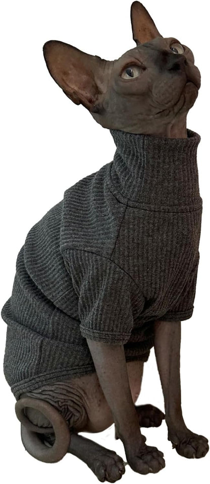 Kitipcoo Sweater for Sphynx Cat, X-Large, Deep Grey (Cotton, Turtleneck, Pull On, 1 Pack)