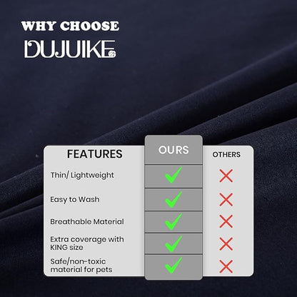 DUJUIKE Waterproof Bed Cover for Dog and Cats,Pet Hair Resistant Bed Sheet Cover, Protective Bed Liner Cover with 100% Waterproof Breathable Thin Fabric (Queen 78 * 90 inch, Navy Blue)