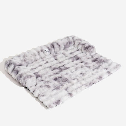 FUNNY FUZZY Pet Fluffy Fuzzy Couch Cover, Calming Washable Dog Bed Sofa Protector Pets Mat for Small Dogs and Cats (Tie-dye Grey, 27"×22"×4.7")
