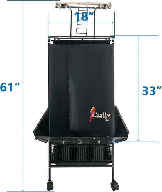 Easily Good Night Bird Cage Cover for Large Bird Cage with Play Top with Storage Pocket, 61"
