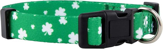 Native Pup St Patricks Dog Collar- Saint Patrick Green Shamrock Pet Collars- St. Patrick’s Lucky Irish- Cute Boy Girl Puppy Gift- Adjustable for Small, Medium, Large Breeds (Lucky Shamrock, Medium)
