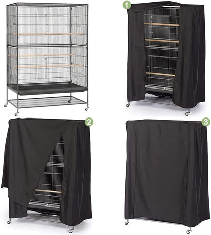 Extra Large Bird Cage Cover Breathable Waterproof Material Universal Black-Out Bird Parrot Cover Good Night Birdcage Cover Sleep Helper for Parrots Parakeets Budgies Macaw (34.5x25x47in)
