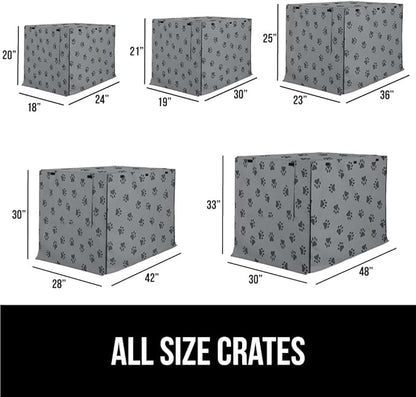 GORILLA GRIP Dog Crate Covers compatible with Amazon Basics Dog Crates, All Sides Open, Privacy Cover Fits 42" Wire Kennel, Breathable Mesh Windows, Light Reducing Puppy Training Cage Topper, Gray Paw