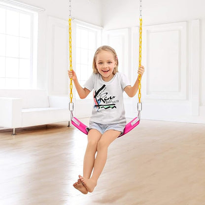 AGPTEK Swing Set, Seat with 66 Inch Anti-Rust Chains Thermoplastic Coated, Support 250lb, Cushion Accessories Replacement with Snap Hooks for Outdoors, Playground, Jungle & Gym - Pink