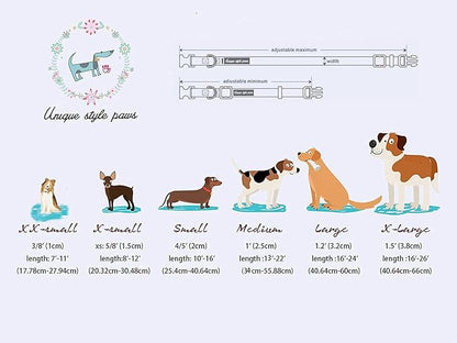 Unique style paws Dog Collar Metal Buckle Green Flowers Collar Gift Durable Cute Collar for Small Medium Large Boys Girls Dogs