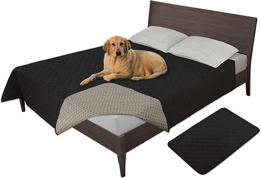 Easy-Going 100% Waterproof Dog Bed Cover, Non-Slip Pet Blanket for Furniture, Washable Couch Cover, Repleasement Sofa Cover (96X82 in,Black)