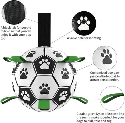 Dog Soccer Ball, Interactive Toys for Tug of War, Puppy Birthday Gifts, Tug Toy, Water Toy, World Cup Durable Balls for Small & Medium Size (6 inch)