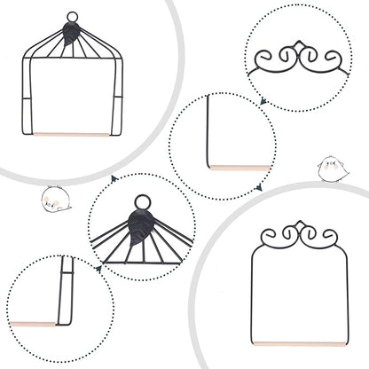 2PK Metal Frame Hummingbird Swings and Perches with Wooden Dowel Black Bird Swing Outdoor Bird Perch Humming Bird Swing