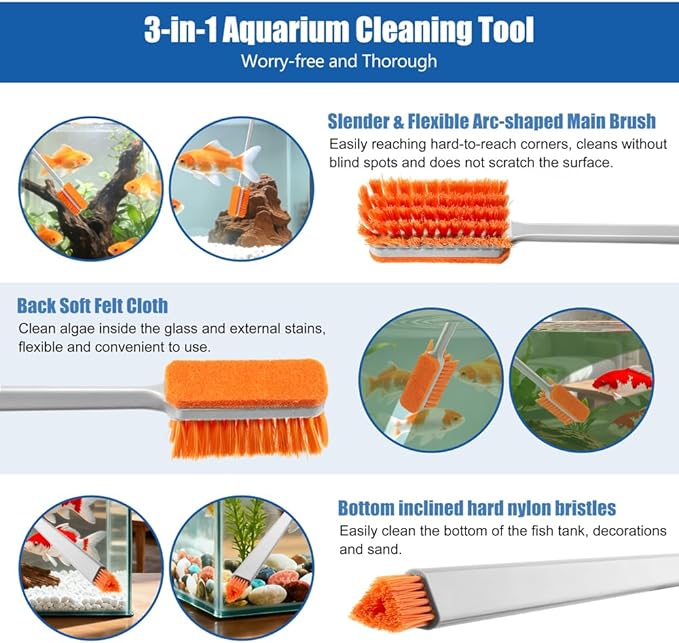 Small Glass Aguarium Cleaning Tool Algae Scraper for Acrylic Aquariums Fish Tank Cleaner Brush