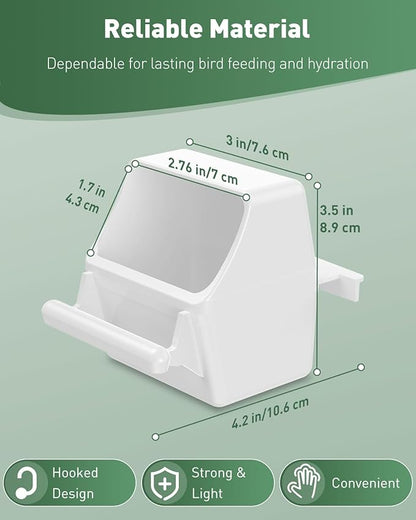 Pawfly 1 Pcs Bird Feeder Hanging Plastic Bird Cage Feeders with Hooks Birds Water Dispenser with Perch Birds Water Feeders for Cage Parrot Feeder Food Bowl for Parakeet Cockatiel Canary