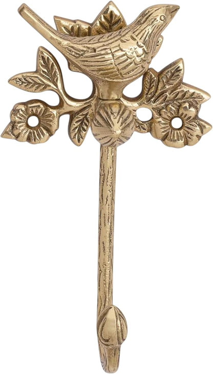 STYLENT Decor Solid Brass Bird Antique Towel Hook Bathroom Accessories Retro Hardware Solid Bird Cloth Hook Wall Mounted Vintage(Brass Polished)