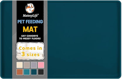 MateeyLife Silicone Cat & Dog Food Mat for Floors Waterproof, Anti-Slip Dog Bowl Mats for Food and Water, Pet Feeding Mats with Lip to Prevent Spills, Pet Placemat for Messy Drinkers to Protect Floors