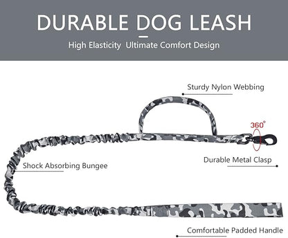DAGANXI Tactical Dog Collar, Adjustable Military Training Nylon Dog Collar with Control Handle and Heavy Metal Buckle for Medium and Large Dogs, with Patches and Airtags Case (L, Camo-Set)
