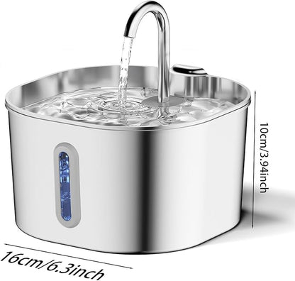 2.2L Stainless Steel Cat Water Fountain Automatic Pet Water Dispenser Accessories Auto Cat Drinking Fountain Dog Drinker Bowl