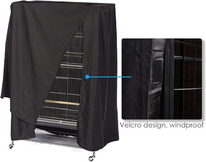 Bird Cage Covers for Night Large Birdcage Protection Blackout Breathable Washable Waterproof Material Universal Fit Black
