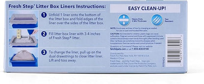 Fresh Step Jumbo Drawstring Cat Litter Box Liners, Unscented Heavy Duty Kitty Litter Bags for X-Large Oval or Rectangle Pans, Helps Contain Mess, Easy Lift Out Cleanup, 36 x 19 in, 7 Count - 3 Pack
