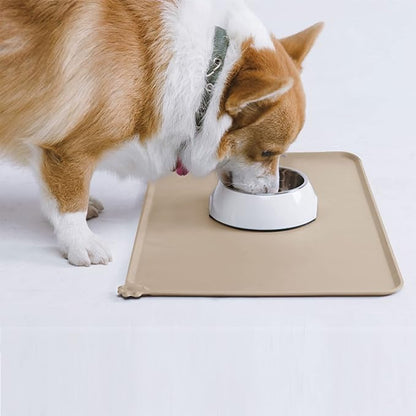 AUDWUD Silicone Waterproof Pet Feeding Mats,Anti Slip Bowl Pad, Dog Mat for Food and Water
