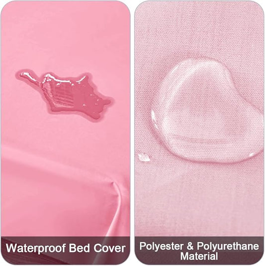 DUJUIKE Waterproof Bed Cover for Dog and Cats,Pet Hair Resistant Bed Sheet Cover, Protective Bed Liner Cover with 100% Waterproof Breathable Thin Fabric (Pink, Twin 63 * 90 inch)