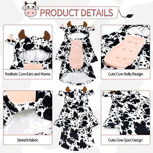 DELIFUR Dog Cow Costume for Halloween, Black and White, Medium - Image 3