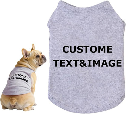 Custom Dog Shirt,Personalized Pet Apparel with Name Text Photo Image,Lightweight Breathable Puppy Kitten Cotton Vest for Small Medium Large Dogs Cats,Puppy Gift (Gray, 3X-Large)