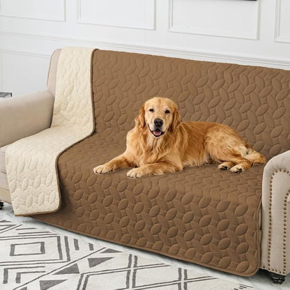 Ameritex Waterproof Pet Bed Cover Anti-Slip Dog Bed Blanket for Sofa and Furniture Waterproof New Pattern Design (Camel, 68x82 Inch (Pack of 1))