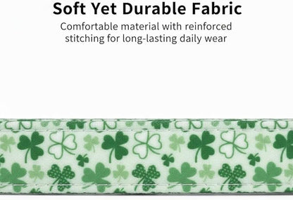 St. Patrick's Day Dog Collar, Cute Dog Collar with Green Clover Print for Small Dogs, Small Puppy Collar for Girl Dogs & Boy Dogs, S