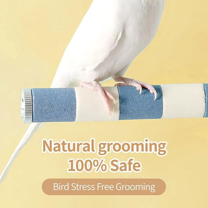 AOTU Natural Sandstone Parrot Perch Bird Toys – Durable Beak & Claw Trimming Grinding Stone for Birds, 7.9” x 1” – Safe, Non-Toxic, Long-Lasting Bird Cage Accessory (Pink and White, 7.9”)