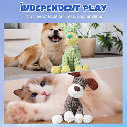 2025 New Dog Toys, Indestructible Plush Dog Toy, Dogs Toys for Aggressive Chewers, Dogs Squeaky Chew Toy for Indoor Pups Teething (Orange+Green)