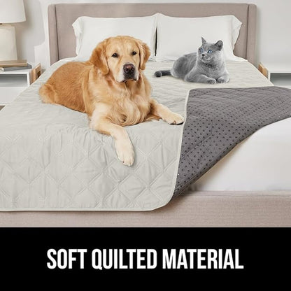 GORILLA GRIP Waterproof Bed Cover for Dogs, 102x82, Gripped Slip Resistant Backing, Leak Proof Washable Dog Blanket Covers Sofa, Couch, Sectional, Crate, Car, RV Seats Pet Puppy Essentials Light Taupe