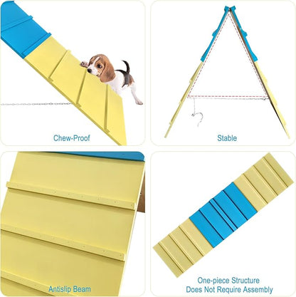 Dog Agility Equipment for Small & Medium Dogs, Puppy Agility Course Backyard Set A-Frame, Pony & Lamb Jumping Obstacle Course Ramp & Playground