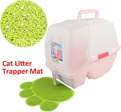 PVC Pet Dog Cat Puppy Kitten Dish Bowl Food Water Feeding Placemat, Non-Slip Cat Litter Mat Paw Shape, Blue Large