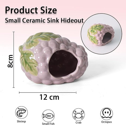 Aquarium Decor Cave Betta Fish Aquarium Accessories Ornaments Hiding Cave Grape House Hideout for Shrimp Cichlid Hermit Crab, Octopus Hiding Breeding for Tank (Purple)