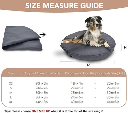 Dog Bed Cover Waterproof Replacement Machine Washable Covers for Dog Bed Heavy Duty Scratch Resistant Mattress Protector Pet Bed Round 44x44 Inch Cover Only