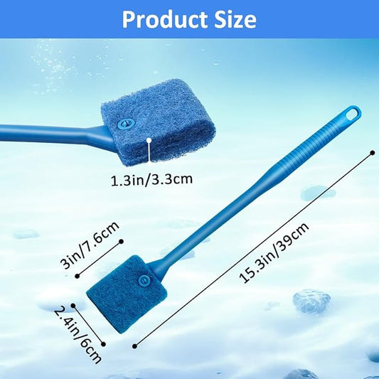 Fish Tank Cleaner with Five Sided Sponge Brush and Long Handle Aquarium Scrubber Alage Scraper for Glass Aquariums Terrarium Home Kitchen