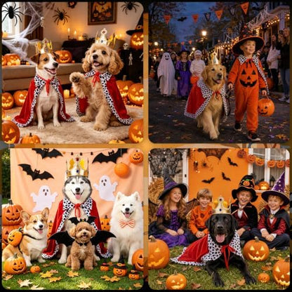 Halloween Dog King Costume, Pet King Cloak and Crown Set, Dogs Cosplay Party Supplies - Image 5