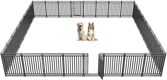 Dog Playpen Dog Fence Outdoor for Yard 47" H with 32 Panels Sturdy Portable Puppy Playpen for Indoor Outdoor RV Camping Use - Black Silver